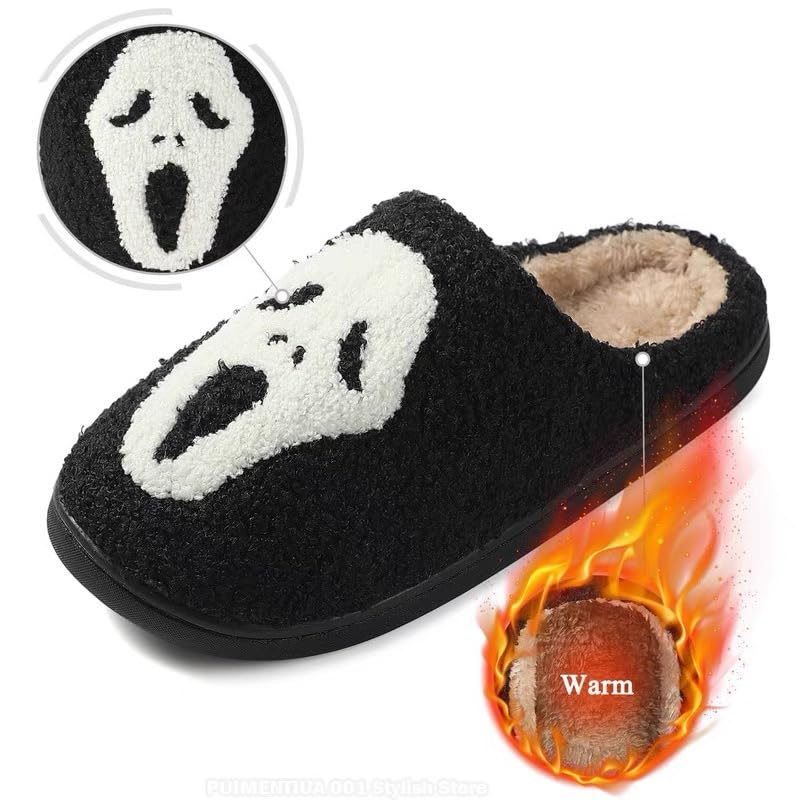 Unisex Halloween Slippers Spooky Ghost Slippers Cute Cozy Warm Plush Slip-On House Indoor and Outdoor Shoes2