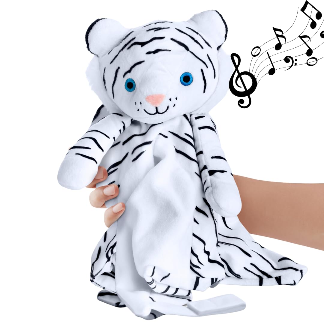 Love By Emi White Tiger Sleep Soother Plush: 4-in-1 Sound Machine & Security Essential