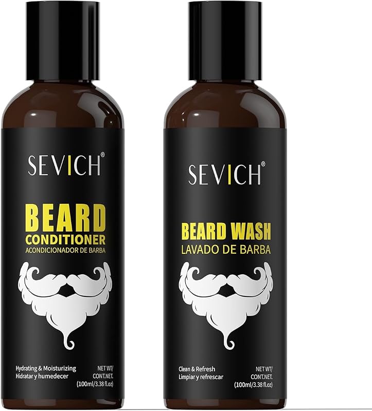 SEVICH Conjunto de Lavagem e Condicionador para Barba com Óleo de Argan e Jojoba, Pacote com 2