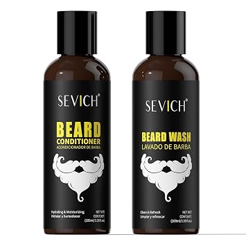 SEVICH Beard Wash and Conditioner Set for Men,Natural Plant-Based Formula with Argan & Jojoba Oil,Deep Cleansing & Moisturizing,Prevent Dryness & Frizz,2-in-1 Beard Care Kit