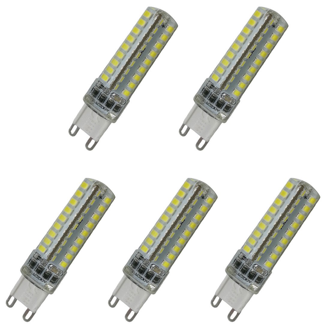 Aoxdi Dimmable G9 LED Bulbs 6W, Cool White, 72 SMD 2835 LED Light Lamp Spotlights, AC 220-240V, 5-Pack