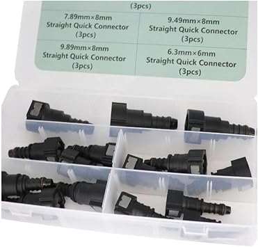 15-Piece Fuel Line Quick Connector Repair Kit,6.3mm to 11.8mm Diesel Gas Fittings ABS Couplings for Truck Vapor Systems