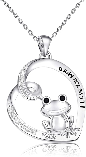 Frog Necklace Natural Insect Animal Frog Charm Love Heart Pendant Necklace Frog Lover Gift