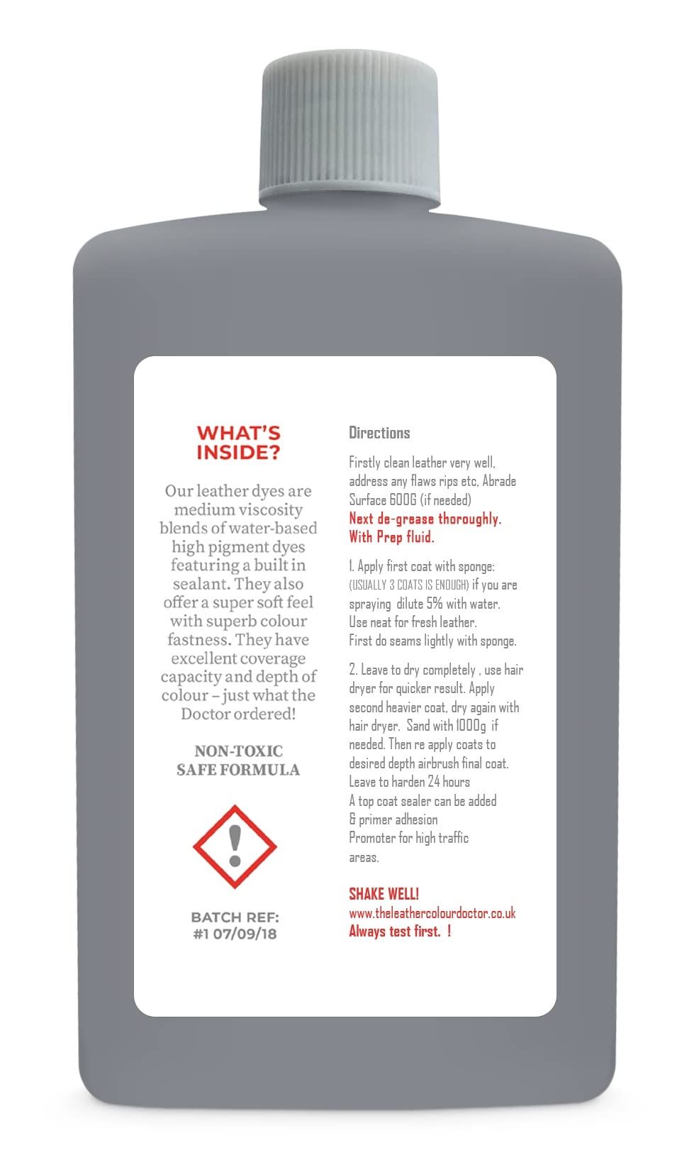 LCD All-in-One Leather dye & Sealer - Repair & Restore Paint, Permanent Colour for Sofas, Shoes, Handbags, Clothing, self Sealing 100ml by The Leather Colour Doctor (Grey) — view 2
