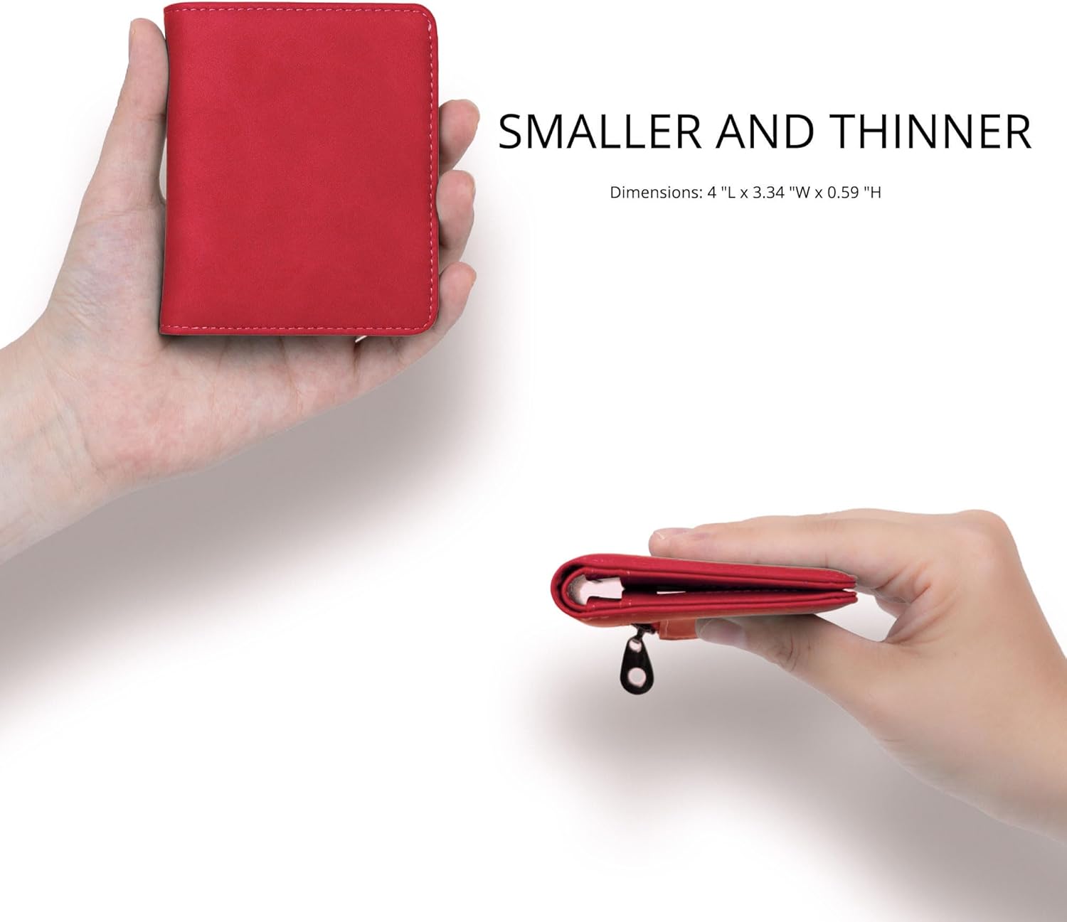 Alldaily Small RFID Wallet for Women Slim Compact Bifold Pocket Ladies Travel Mini Purse (Red) - Image 2