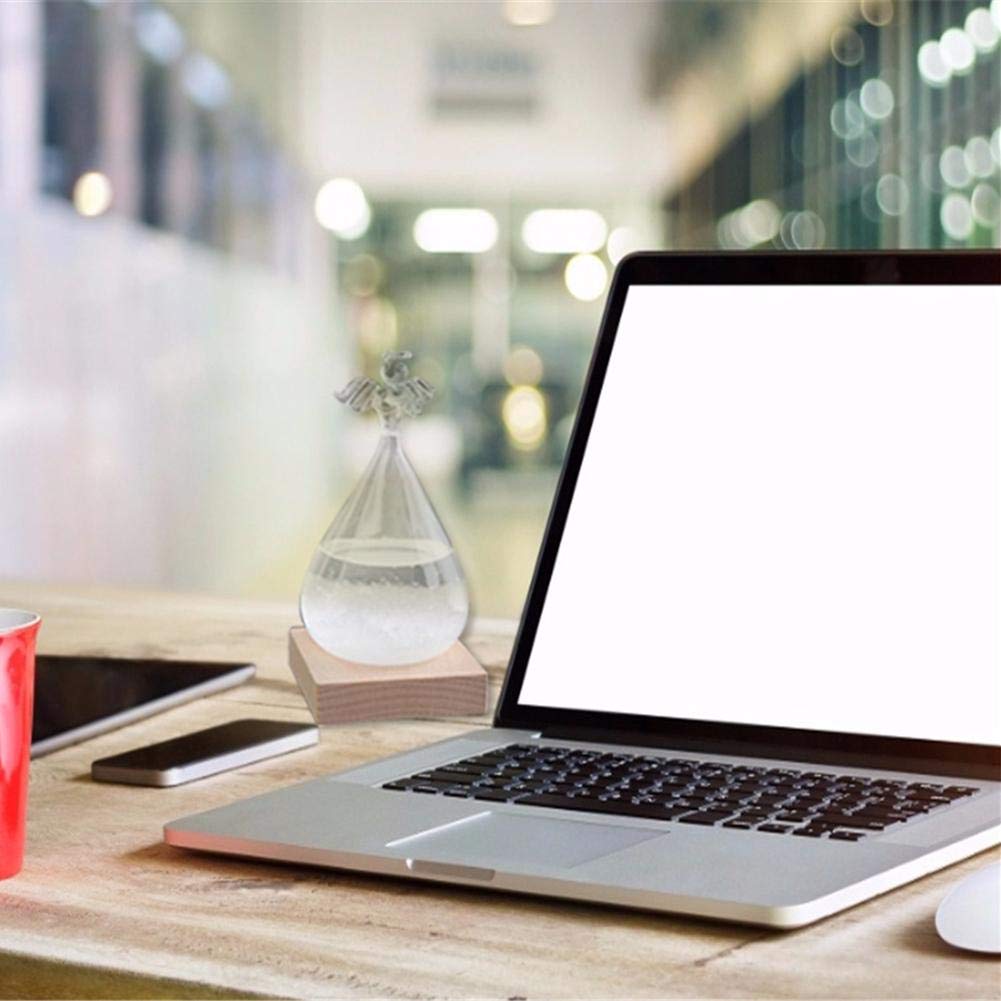 Gravere Storm Glass Weather Forecast Weather Station, Water Drop Creative Weather Forecaster, Storm Glass Bottle Barometer on Wooden Base, Home and Office Decor & Gifts（small） opportune