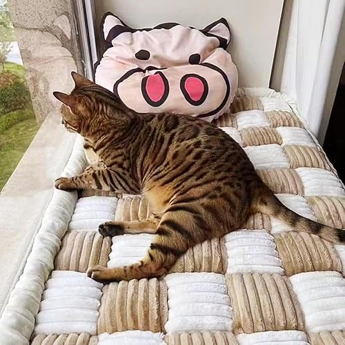 Miniatura 2 de Funda para sofá para mascotas, color crema, cuadrada, grande, a cuadros, para mascotas, funda protectora de algodón para perros y gatos (27.6 x