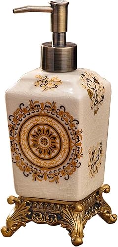 Miniatura 11 de Kelake Dispensador de jabón de cerámica Ice Crack – Dispensador de jabón de manos y platos de loción de flores con bomba extraíble – Ideal