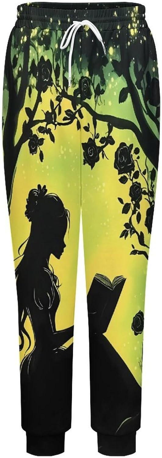 Girl Reading Book Men's Pants Athletic Workout Sweatpants Jogger Casual Pant for Sports Home