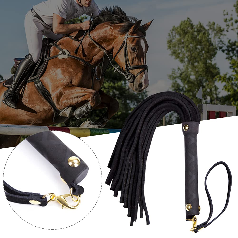 Cravache d'équitation fouet poignée souple harnais cuir synthétique outil enseignement accessoires costume noir