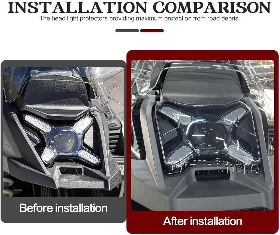 Motorcycle Headlight Cover Fit for BMW R1300GS Adventure ADV R1300GSA 2024 2025 2026 Headlight Guard Protector Head Light Lamp Protective Cover (Smoky)