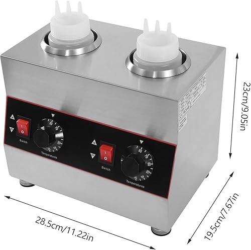 Miniatura 5 de Dispensador de calentador de dulce de azúcar caliente comercial de 320 W, 2 ollas, calentador eléctrico de salsa de queso, dispensador de queso