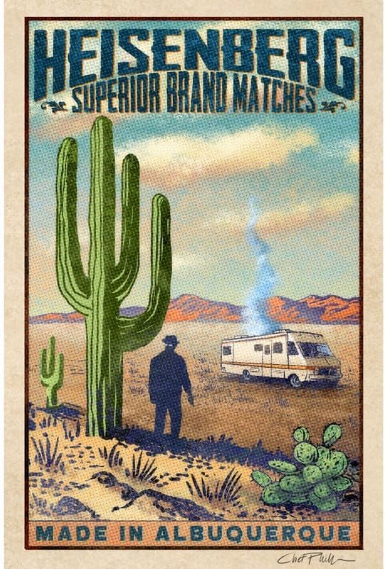 POSTER WALLAH Breaking Bad Heisenberg Poster (18x12 Inch) | Aesthetic Wall Poster for Home, Office & Student Room | Unframed Paper Wall Decor – BRKNGBD01