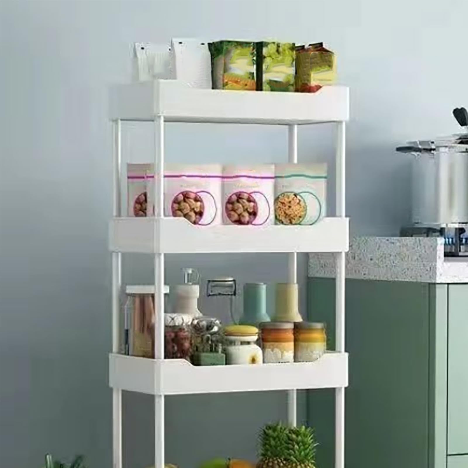 Belupai Carro Utilitario Rodante de 5 Niveles con Ruedas, Organizador de Carro de Almacenamiento Móvil de Plástico, Práctico Estante de Organización Rodante para Dormitorio, Cocina, Oficina, Dormitori