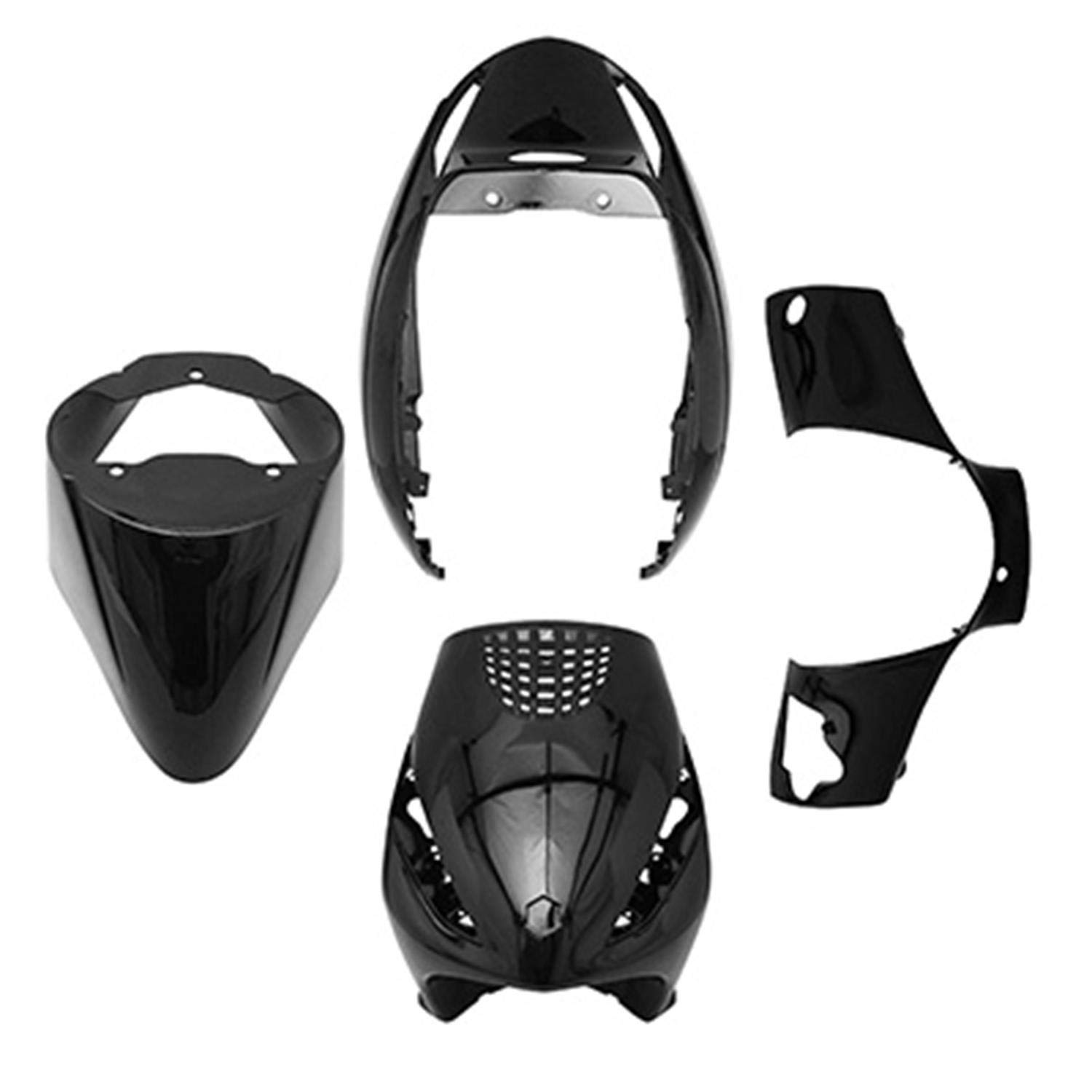 carrosserie-carenage scoot compatible avec piaggio 50 zip 2000+ noir brillant (kit 4 pieces) -p2r-