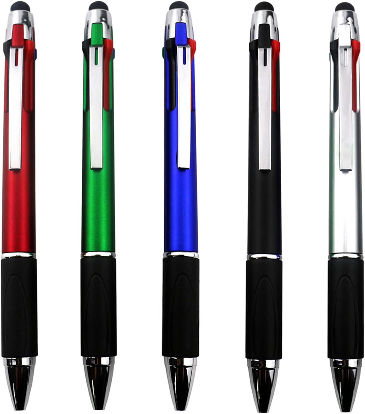 MiSiBao 4-Color Ballpoint Pen Multi Colored Pens in One Stylus Pens for Touch Screens Pens Medium Point(1.0mm) (5-Count)