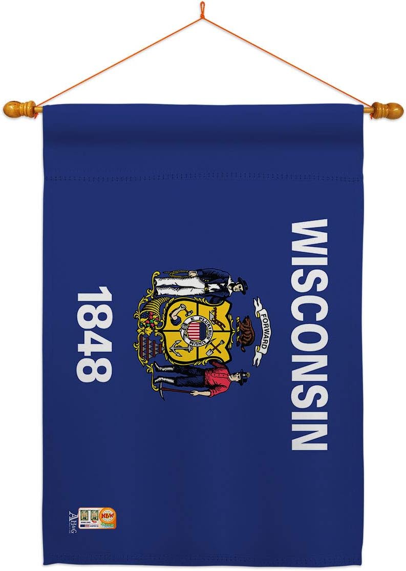 Wisconsin House Flag Americana States USA American Territories Republic Country Particular Area Small Decorative Gift Yard Banner Double-Sided Made In 28 X 40