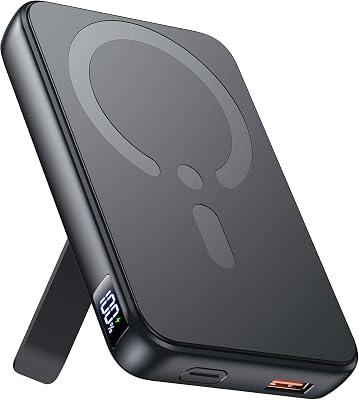Powerbank für Magsafe, 12000mAh Magnetische Power Bank, PD 22.5W USB-A Ausgabe, Kabelloses Tragbares Ladegerät mit Typ-C-Eingang und Ausgang, LED-Anzeige für iPhone 17/16/15/14/13/12 Serie