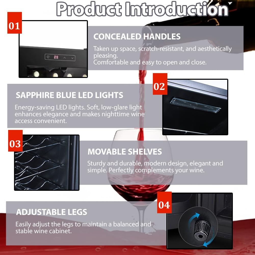 Wine Thermostat,Built-In Independent Temperature-Controlled Wine Cabinet,Small Independent Refrigerator,Suitable for Home Kitchen Office Bar,Red Wine,White Wine And Champagne Cellar,B 8 01