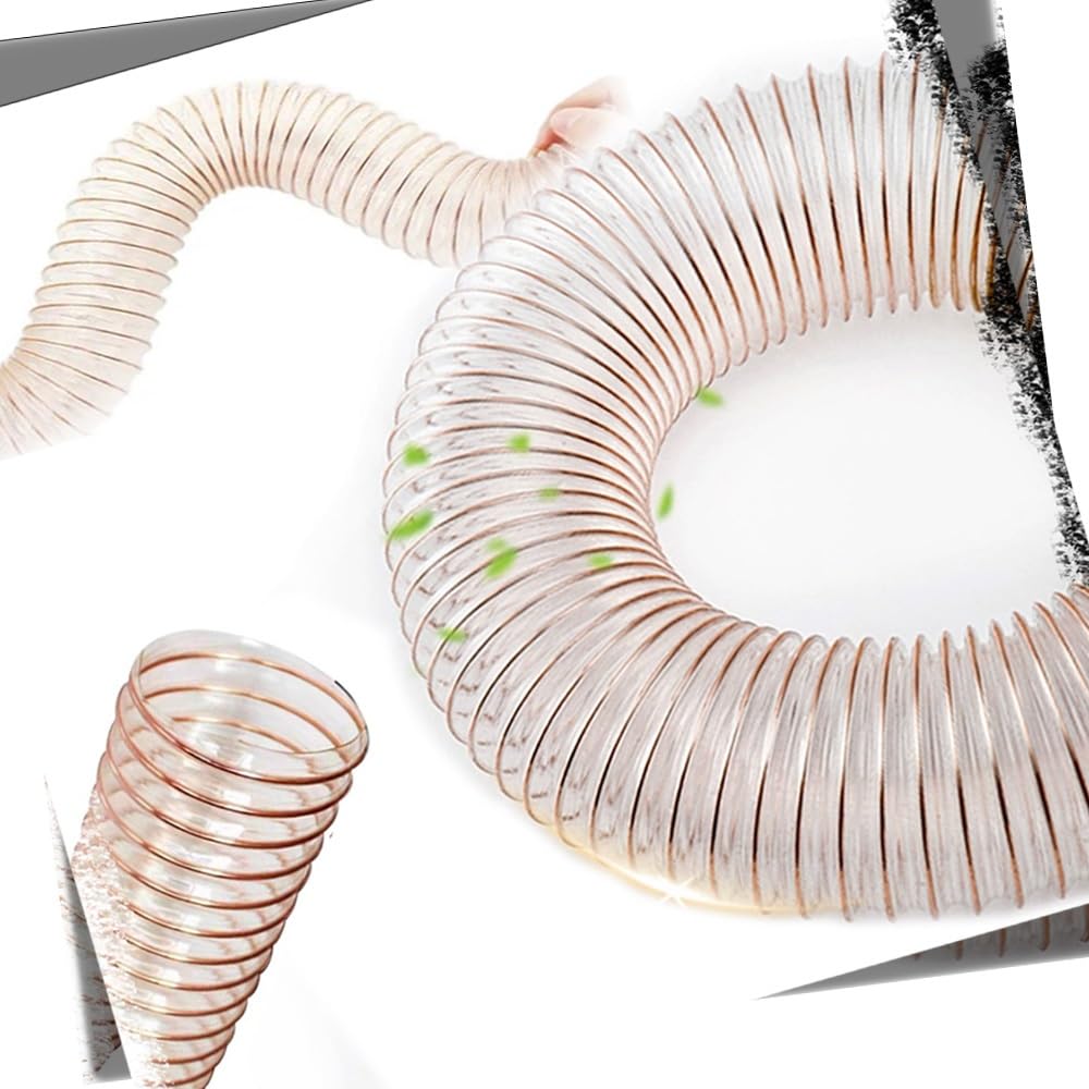 Manguera de recogida de polvo de poliuretano transparente, conducto flexible de 2 a 11 pulgadas para sistemas de extracción de humos y aspiración de carpintería, 5 m, 20 mm de diámetro