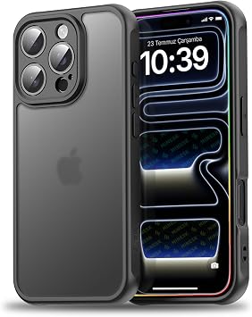 Minesk iPhone 16 Pro için MattCover Serisi Arkası Mat Polikarbonat Kenarları Silikon ve Köşeleri Güçlendirilmiş Kamera Korumalı ince Silikon Kılıf (Düz, 16 Pro)