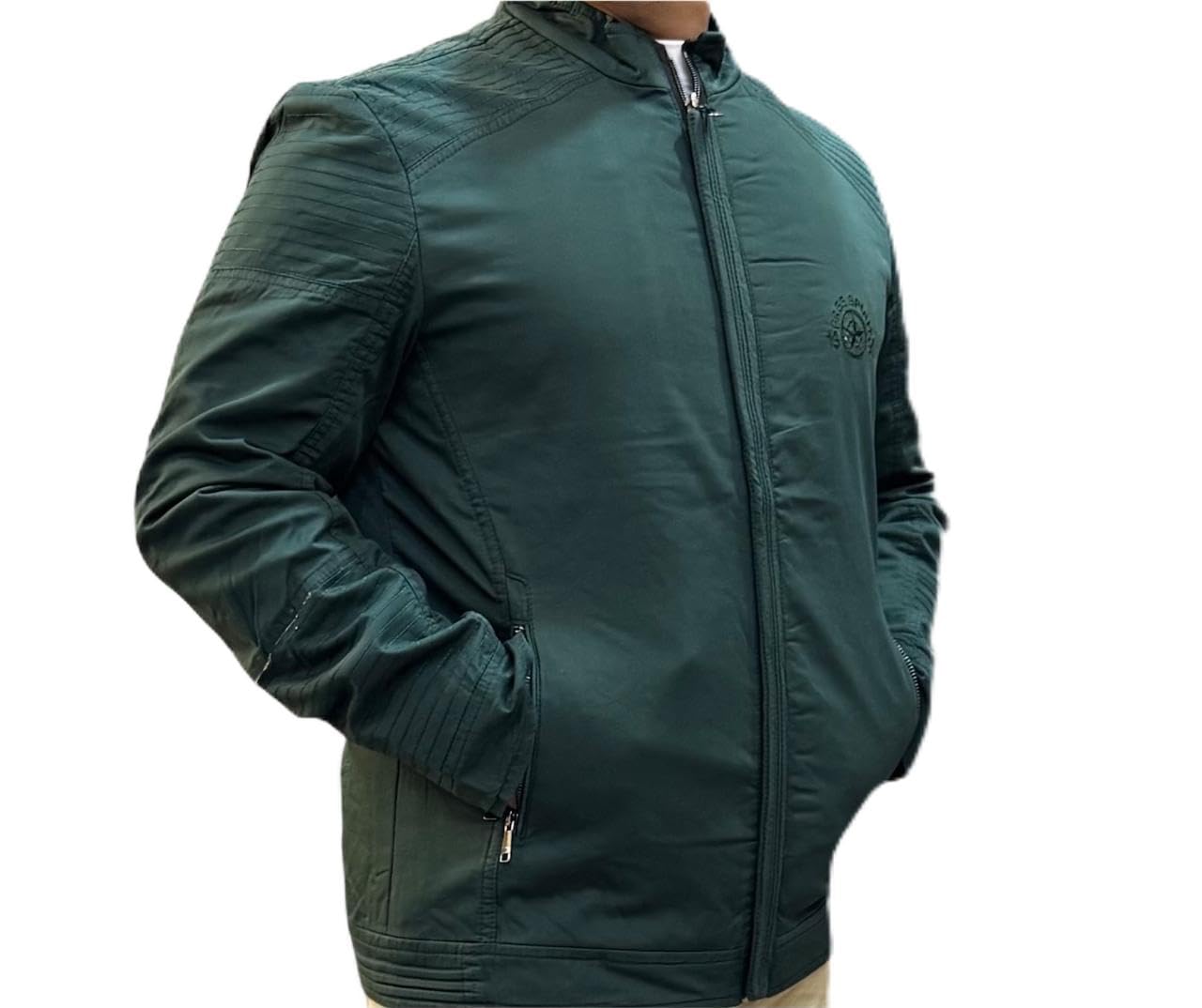 Men's Quilted Moto-Style Casual Jacket, Lightweight, Full-Zip with Stand Collar-picture-12