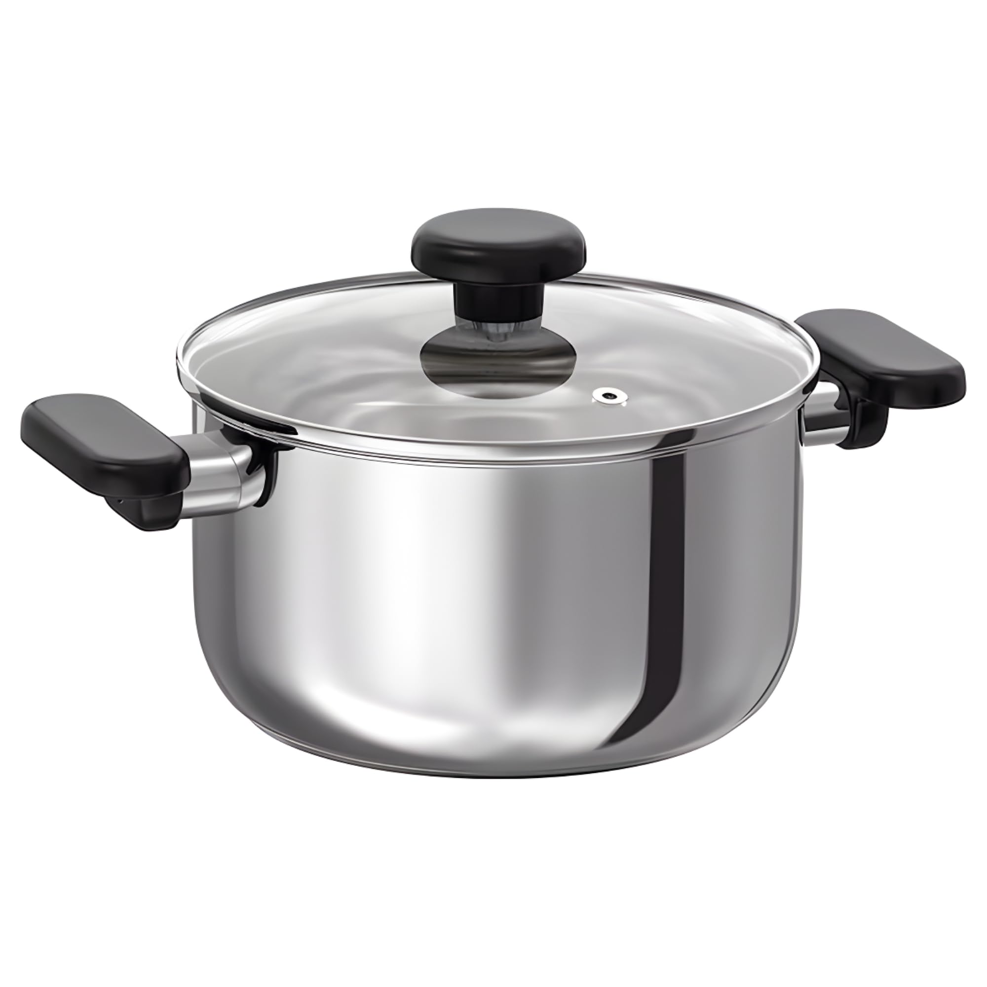 ZYCORE 3L Stockpot – Stainless Steel Cooking Pot – Saucepan with Glass Lid for Soups, Stews - 3L, 5L and 10L Casserole Pot with Heat Resistant Handles (3 litres)