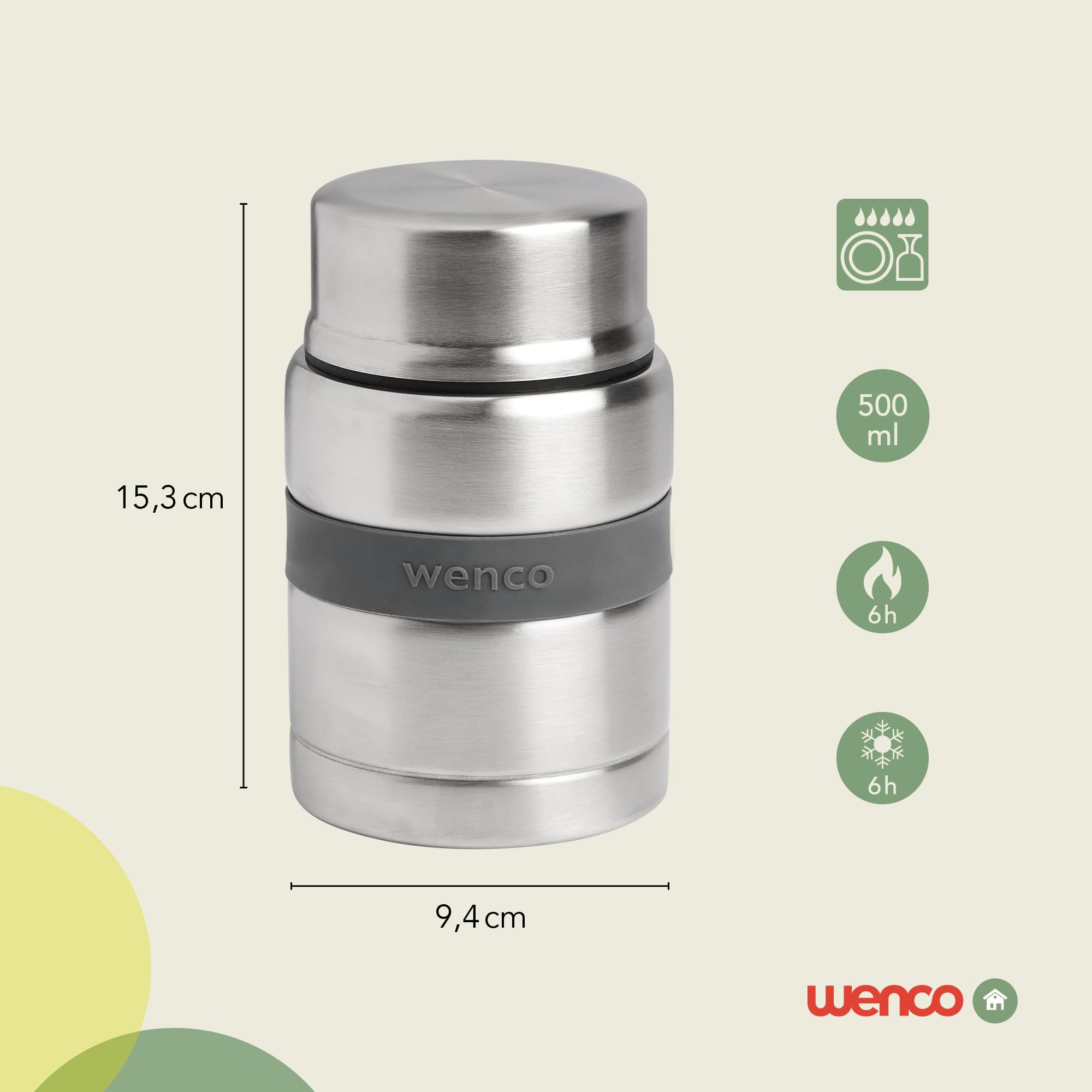 Boîte Repas Acier Inoxydable Pot à Déjeuner Isotherme Wenco - 500 Ml - Acier Inoxydable - Avec Cuillère - Idéal Repas Extérieur Conservation Chaud Froid Boîte Repas Acier Inoxydable Pot à Déjeuner Isotherme Wenco - 500 Ml - Acier Inoxydable - Avec Cuillère - Idéal Repas Extérieur Conservation Chaud Froid