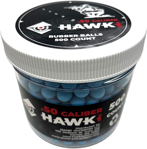 Miniatura 76 de Hawki - Pelotas de goma reutilizables de 0.50 o .43 cali, bolas de goma suave, menos letales para pistolas de paintball negro x 100