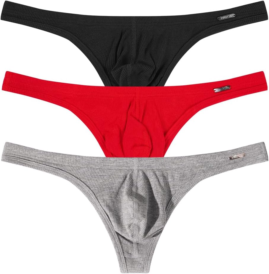 Mens Thong Underwear Ribber G-String Low Rise Briefs T-Back Pouch Stretch and All-day Comfort Lingerie for Men