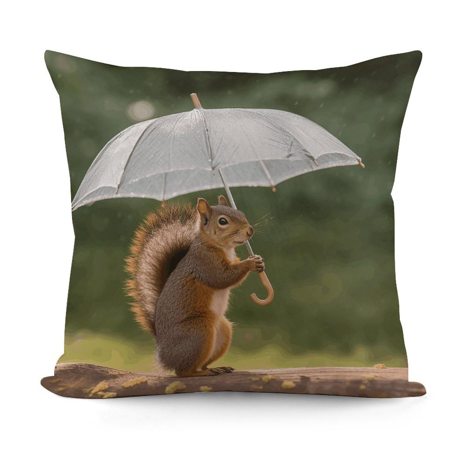 Adfgyerh Style Squirrel Hold A Umbrellas Decorative Pillow Covers, Throw Pillow Covers Soft For All Seasons, Pillowcases For Couch Living Room Sofa Bedroom 18X18 Inch