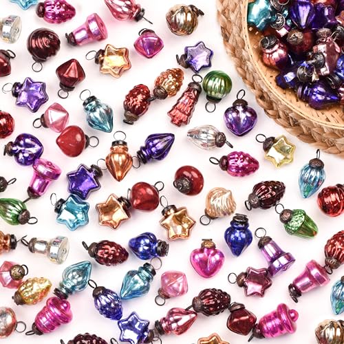 IndianShelf 300 Pieces Multicolor Tiny Glass Christmas Tree Ornaments