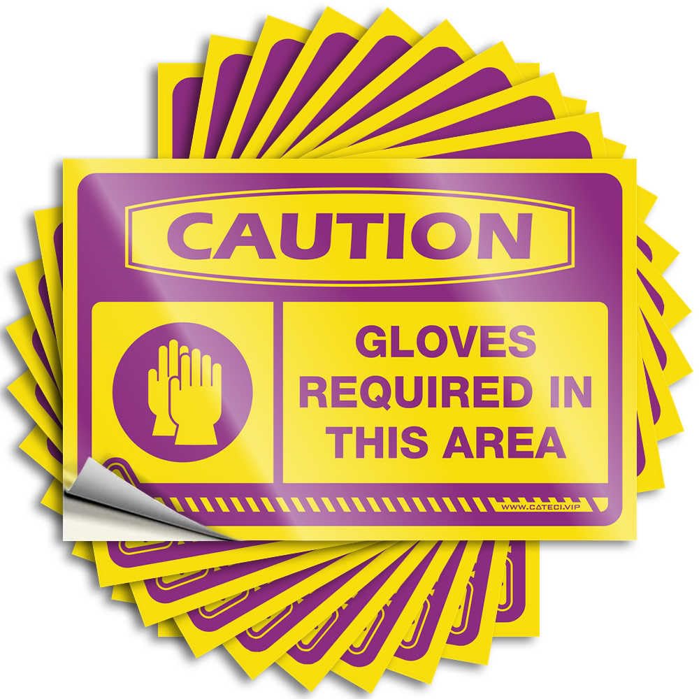 Small Room Decor, Saying Military Wall Caution Gloves Required in This Area | Accent Waterproof Vinyl Stickers(12X18CM)