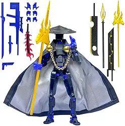 Assembly Completed T13 Action Figures,T 13 Action Figure, Robo 13 3D Printed Action Figure - The Ultimate Hero for Action-Packed Playtime,5.2 Inch (Swordsman-Black Blue)