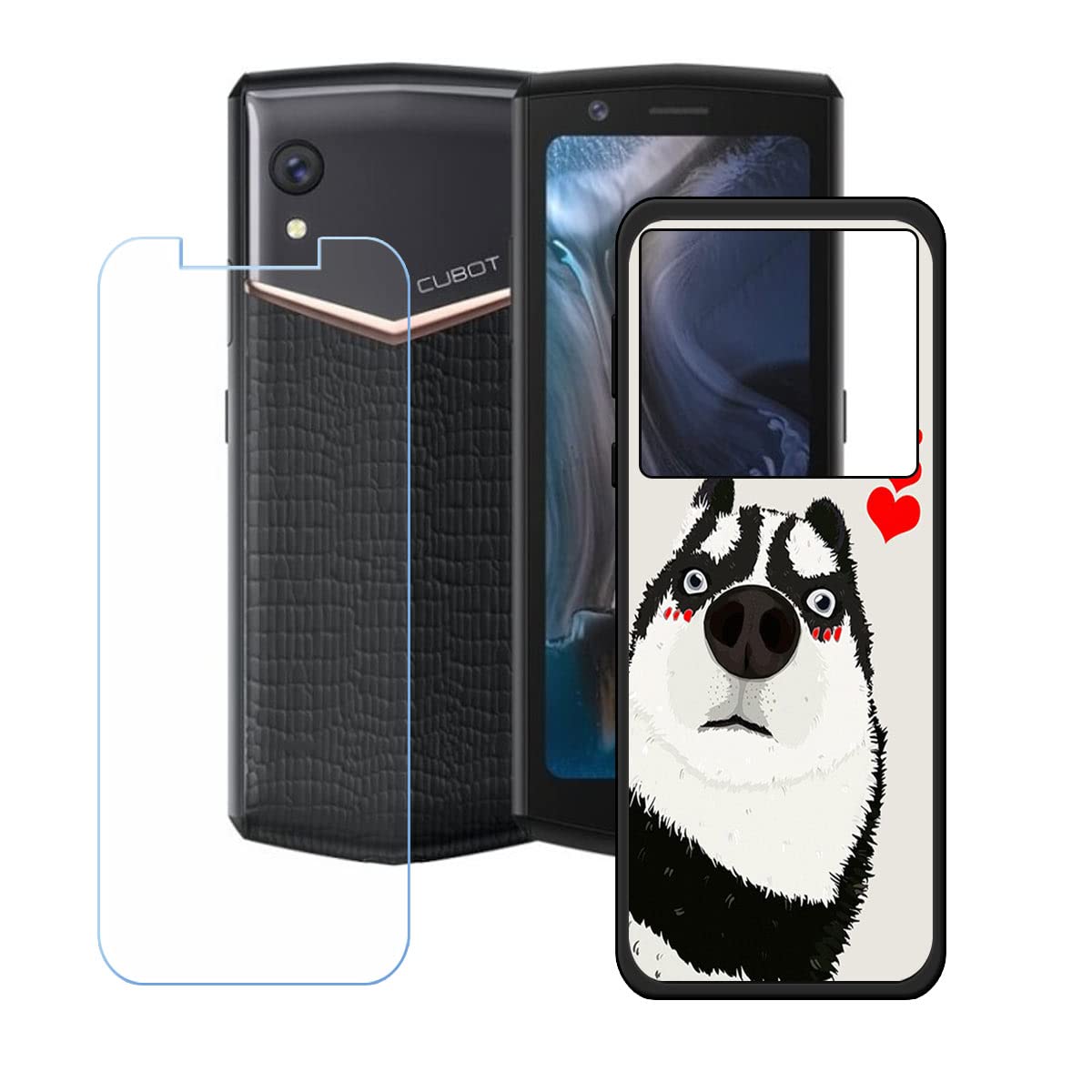 Custodia per Cubot Pocket 3, Silicone Case Sottile Cover TPU Caso Morbido Copertura + Pellicola Protettiva in Vetro Temperato per Cubot Pocket 3 (4,5) - KE113