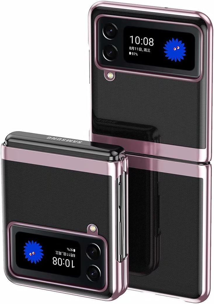 FTRONGRT Funda para Samsung Galaxy Z Flip 3, Ultra-Delgado, Ligera, Protectora Caso de Duro Cover Case para Samsung Galaxy Z Flip 3.Oro Rosa