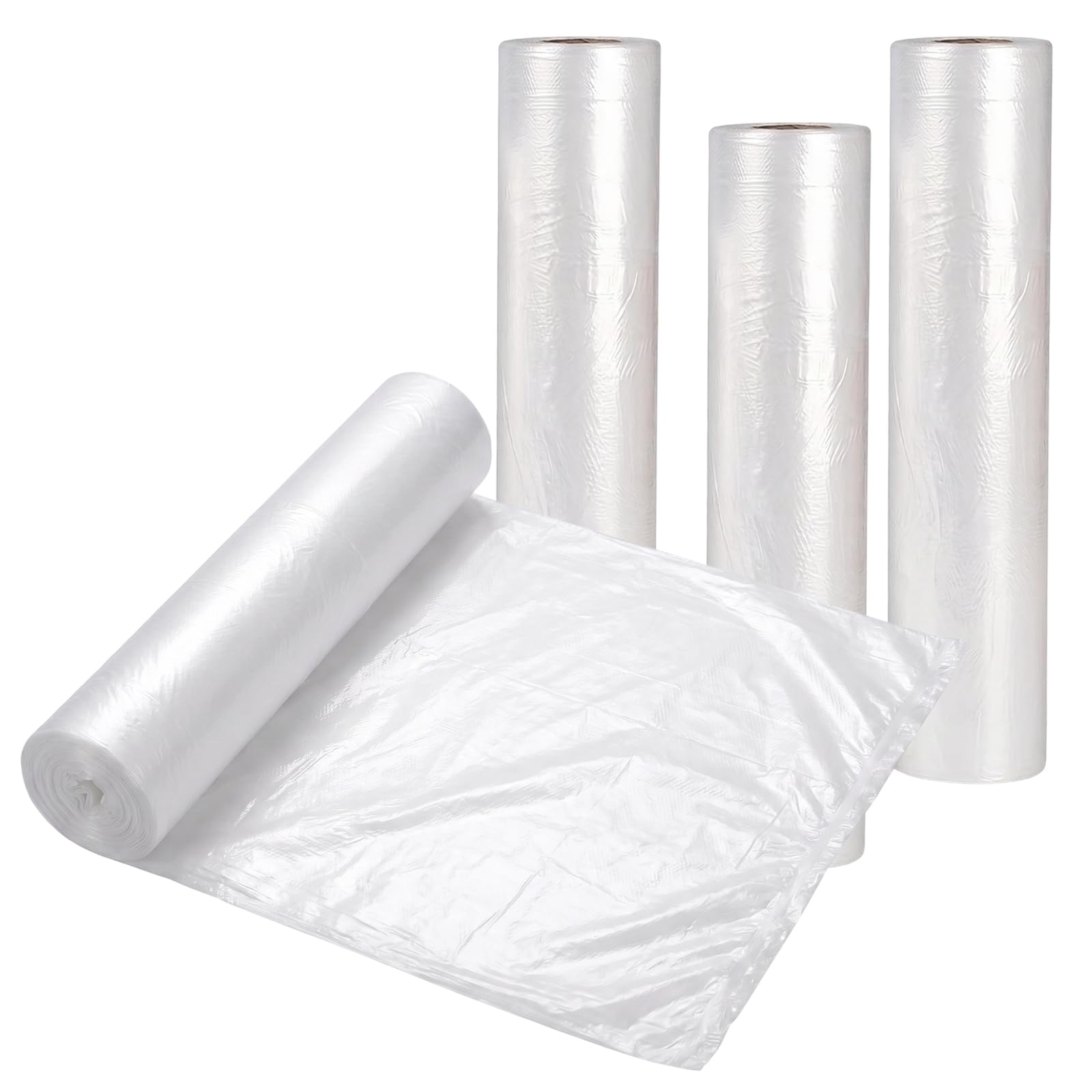 4 Pack Plastic Dust Sheet Rolls, 4 x 20m Large Masking Film Rolls