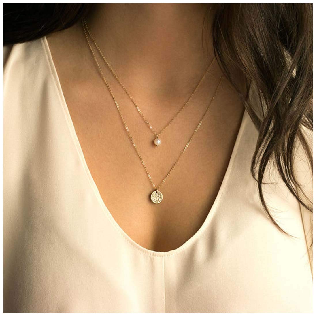 Olbye Hammered Coin Pendant Necklace 
