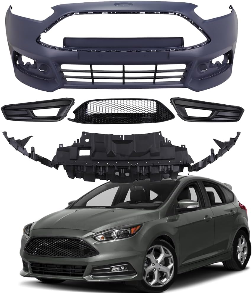 CAREONLINE New Front Bumper Cover Grille Fits for 2015-2017 F-o r-d Focus ST, OE：F1EZ-17757 (OL-R427B/X83250224)