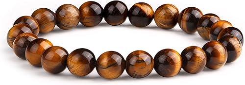Crystal Vibe - Pulsera de ojo de tigre para curación espiritual y energía positiva, pulsera de cuentas de 516 pulgadas (8 mm) para mujeres y hombres