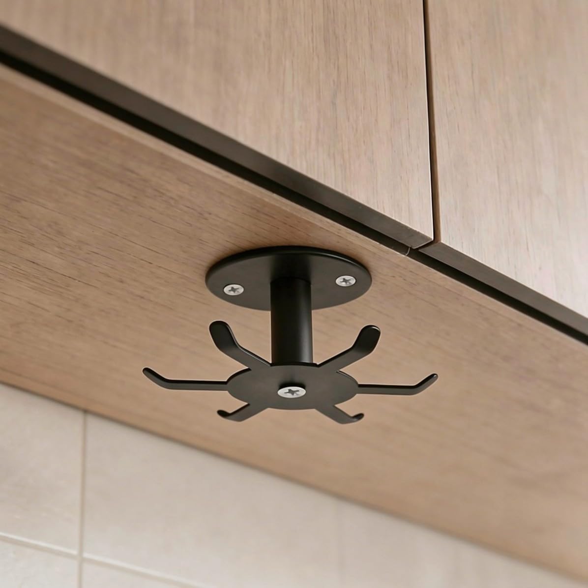 Cabinet Rotating Stainless Steel Utensil Hook Rack, 6 Hooks