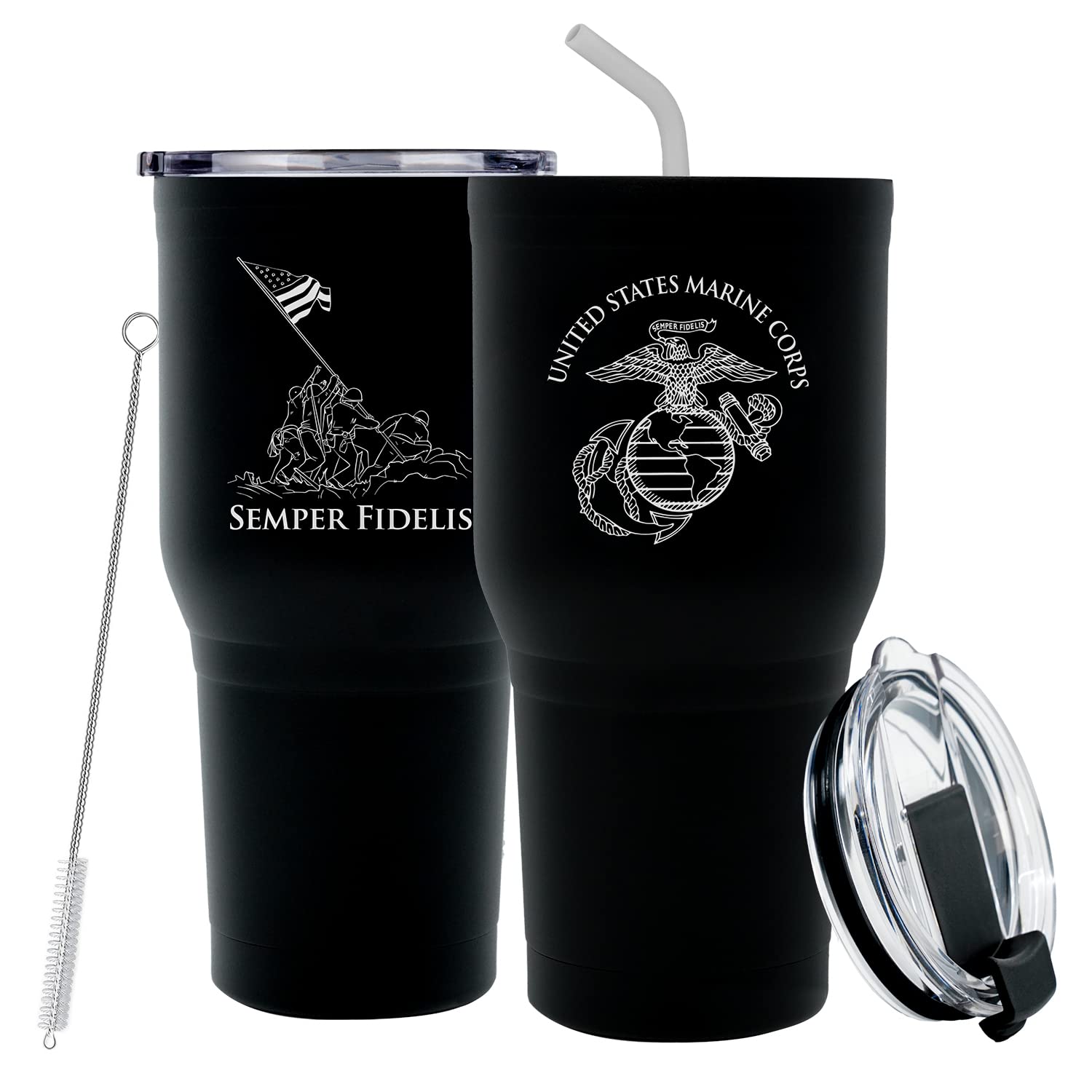 Amazon.com: Vaso de viaje de acero inoxidable aislado al vacío de doble  pared negro de 30 onzas : Hogar y Cocina