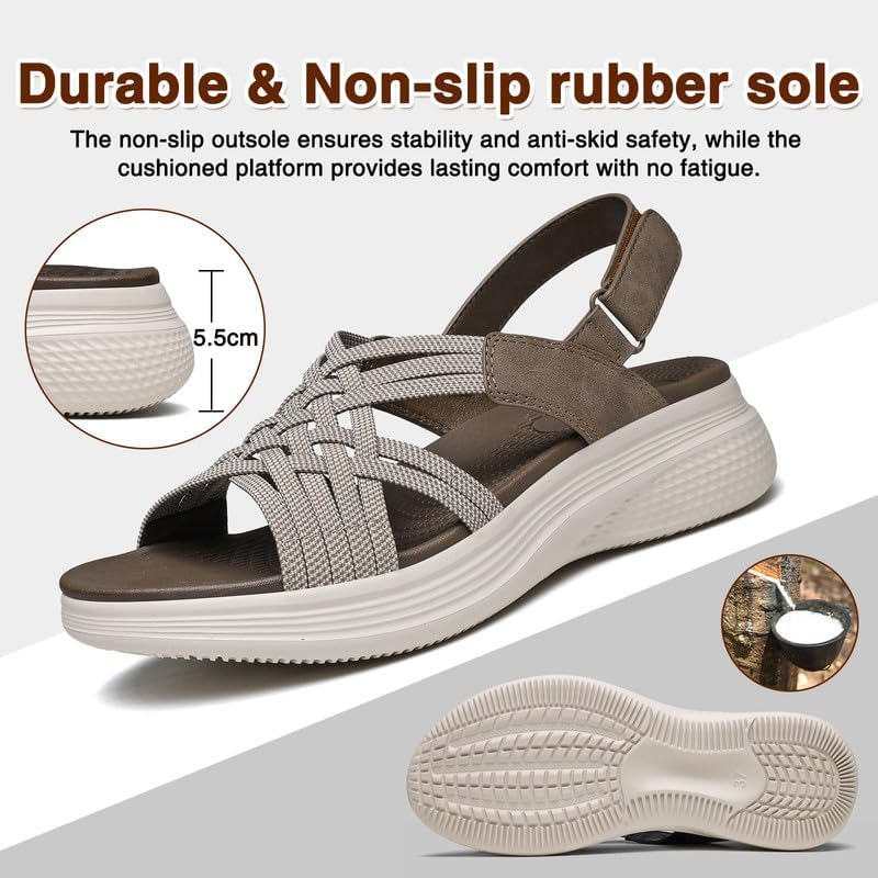 ziitop Women's Sandals Women Footwear Ladies Summer Sandals with Arch Support Comfortable Walking Beach shoes Flat Wedge for Dressy Vacation Travel Office Party Shopping Dating Nursing Water Sports image 3