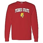 AL03 - Ferris State Bulldogs Arch Logo Long Sleeve T Shirt - X-Large - Red