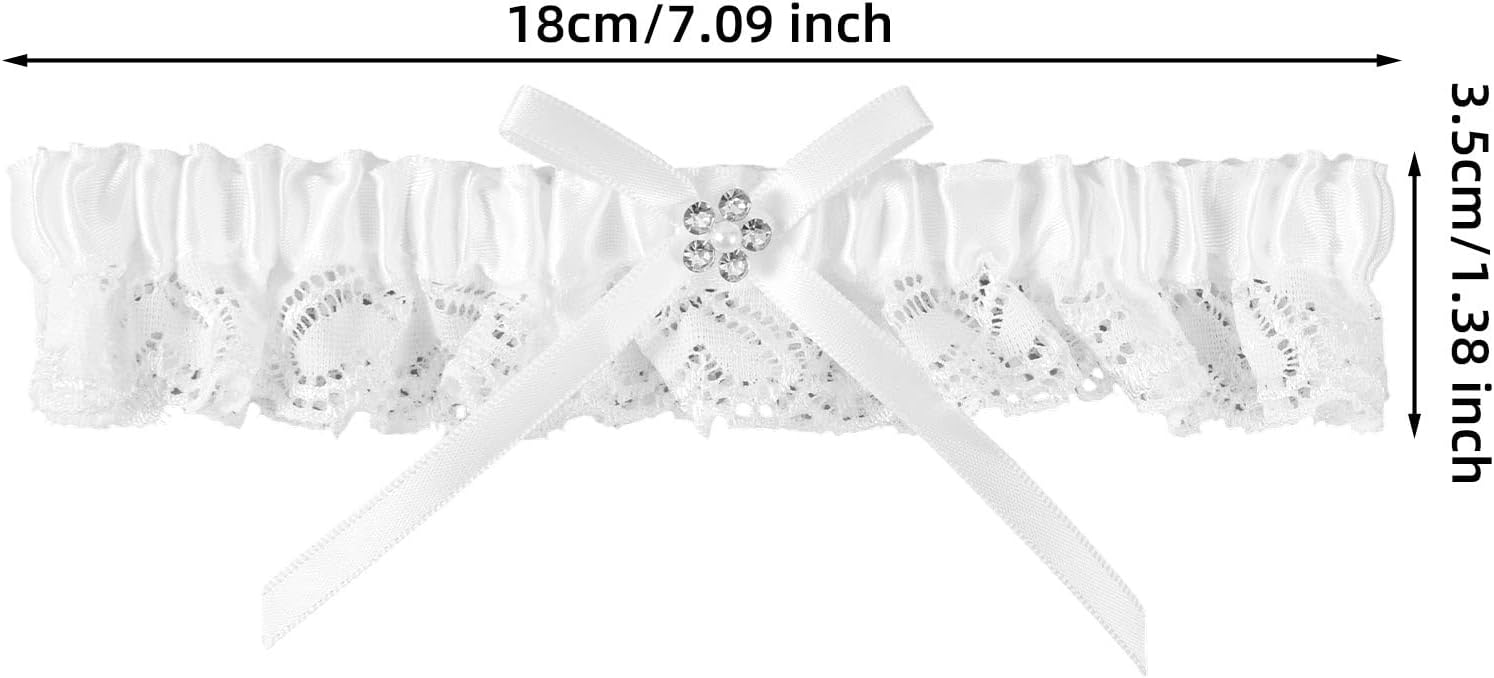 Wedding Garter for Bride, White Lace Bridal Garter with Bow Stretch Leg Strap Elegant Wedding Accessories Prom Anniversaries