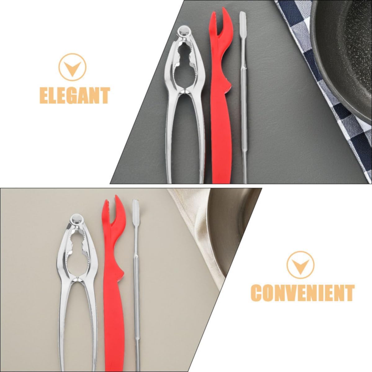 12 Pcs Stainless Steel Crab Tools Set with Ergonomic Design and Easy to Clean Features, for Food Service Establishments and Seafood Market Use