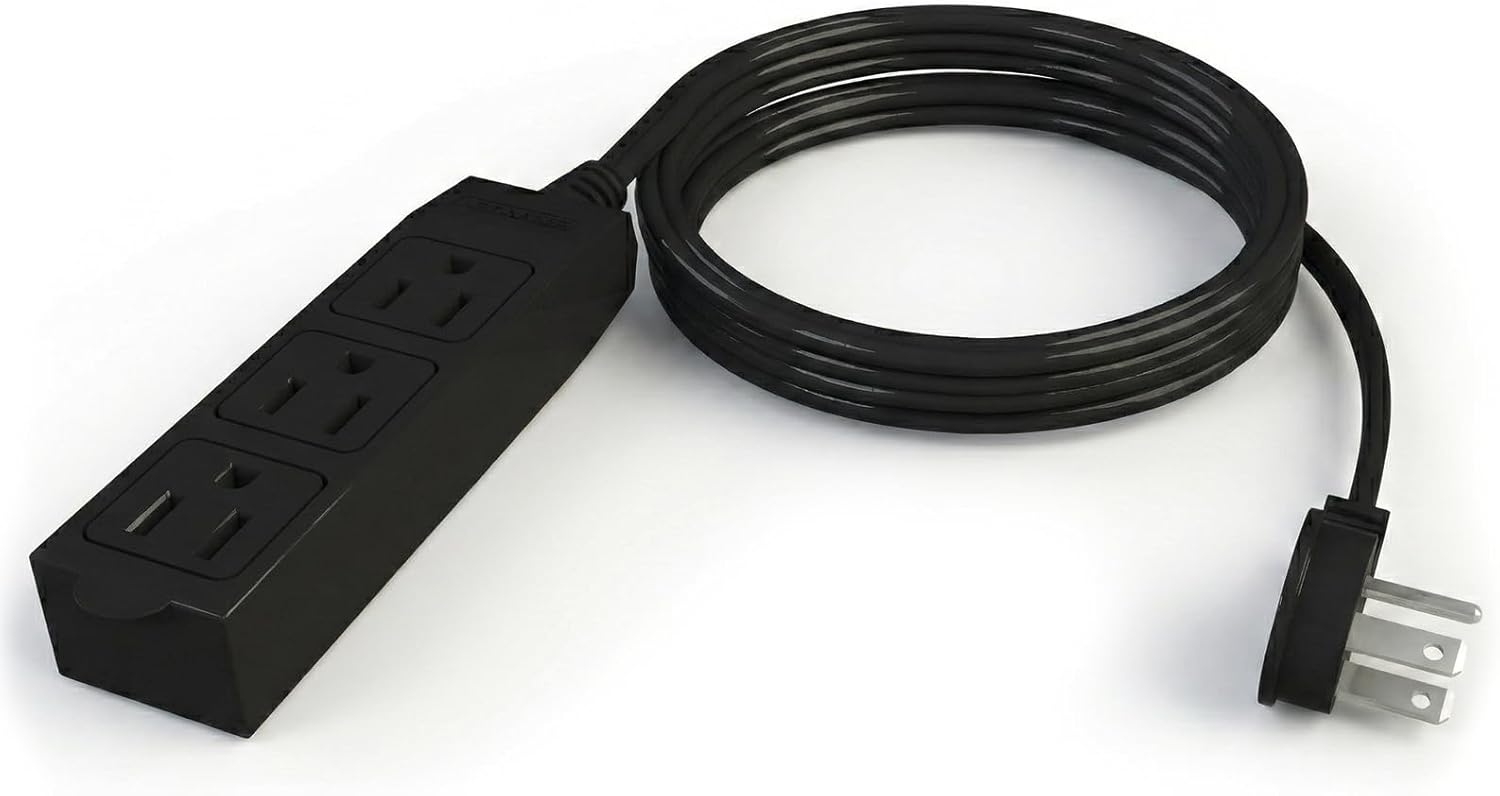 STANLEY CordMax Indoor Appliance Extension Cord 9 Ft Flexible Power Cable 3 Grounded Outlets 16/3 AWG Cable 125V/13A 1625W Beige for Indoor Use