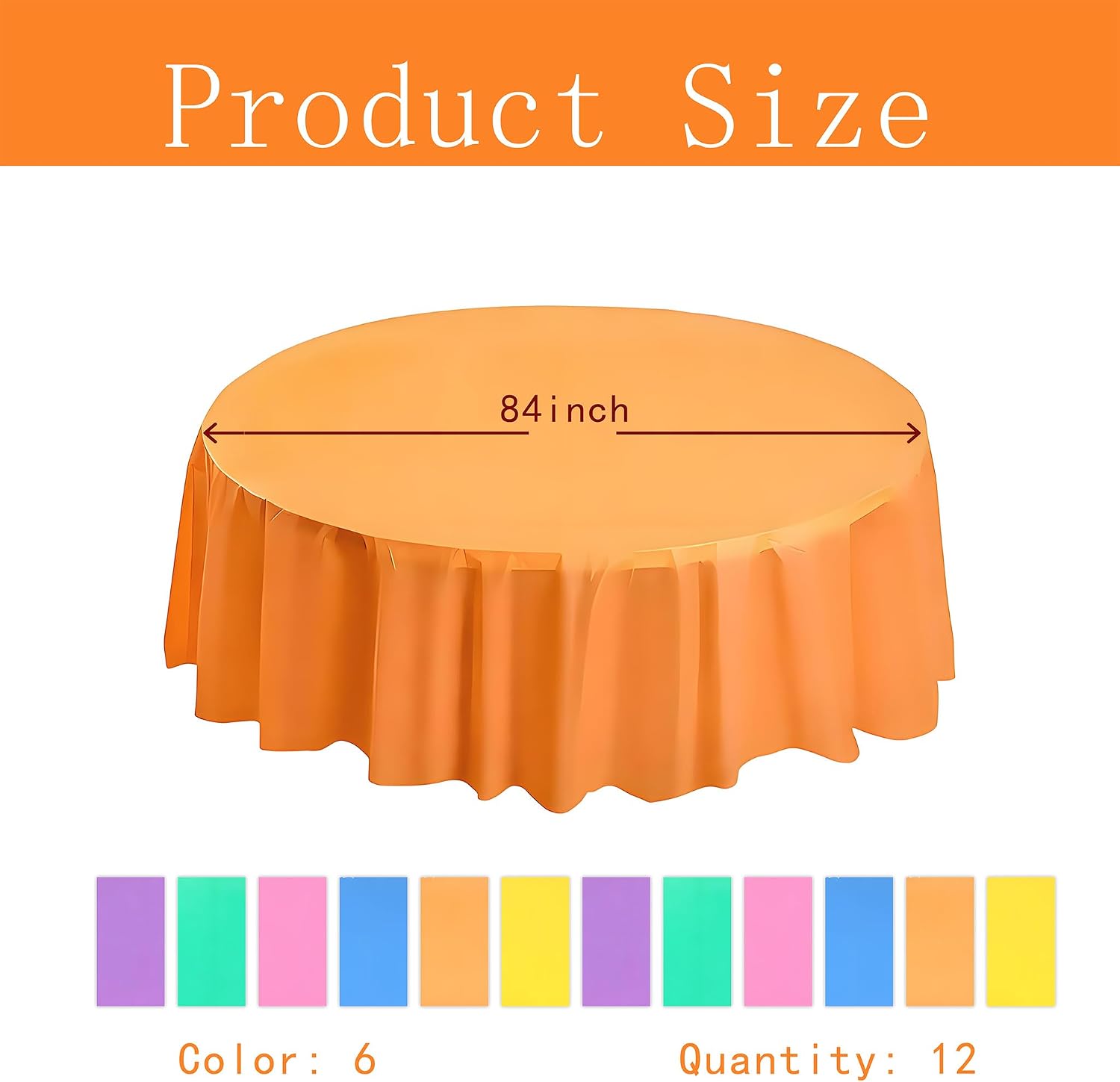 12 Pcs Round Cinco De Mayo Tablecloths,Plastic Fiesta Table Cloths Disposable Round Table Cover for Mexican Fiesta Party Decorations, 84Inch image 2