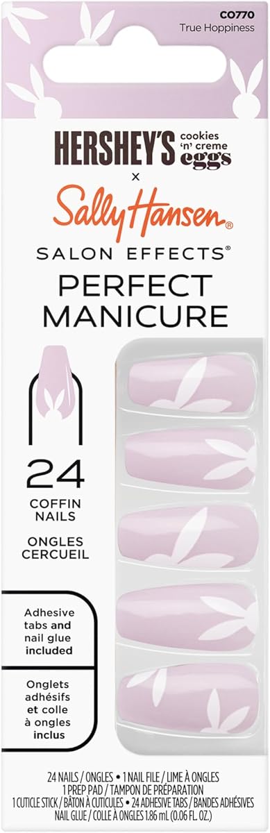Sally Hansen Salon Effects Perfect Manicure Press-On Nails | Easy to Apply, Non-Damaging | 24 Nails, Adhesive Tabs, File & Alcohol Pad Included | Hershey’s Cookies ’n’ Crème Eggs - True Hoppiness