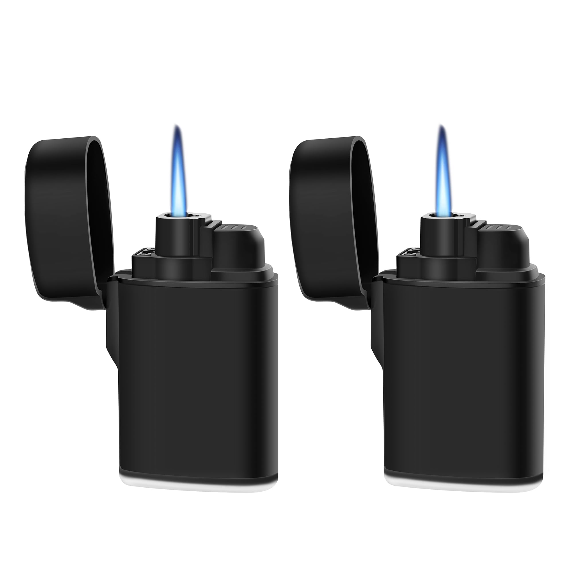 Mini briquet tempête tempête jet flamme butane poche rechargeable pour bougies, plein air, camping (butane non inclus) (2, noir)
